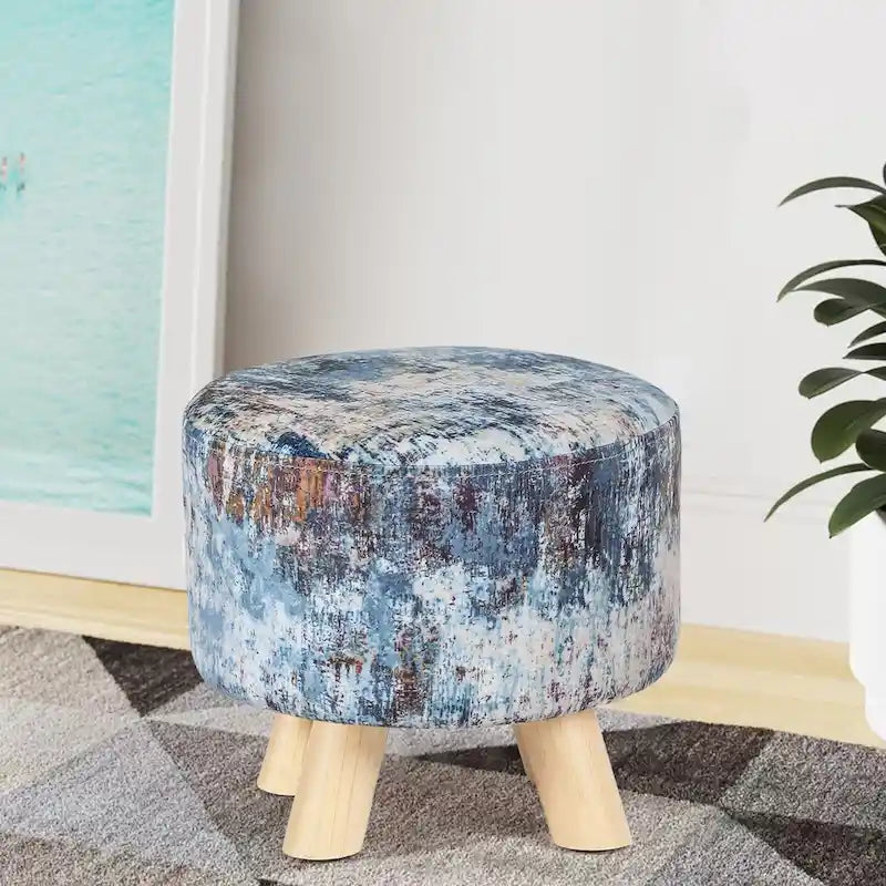Pouf rembourré moderne rond en tissu