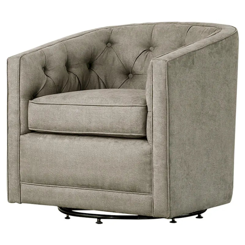 Fauteuil tonneau pivotant en tissu