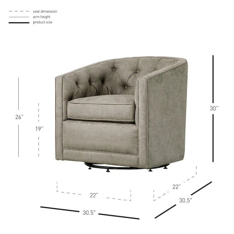 Fauteuil tonneau pivotant en tissu