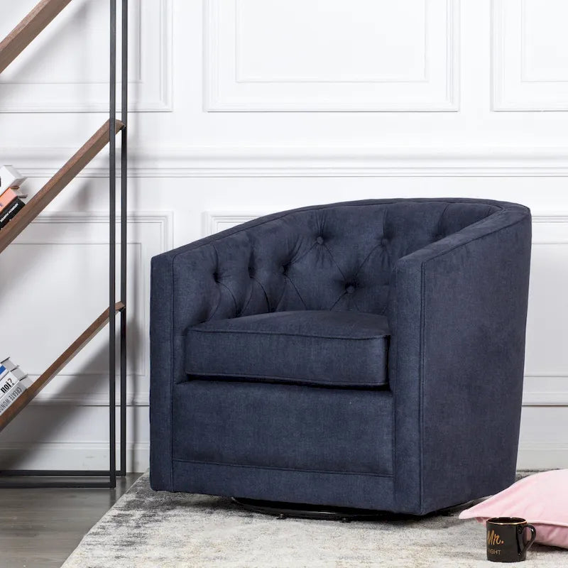 Fauteuil tonneau pivotant en tissu
