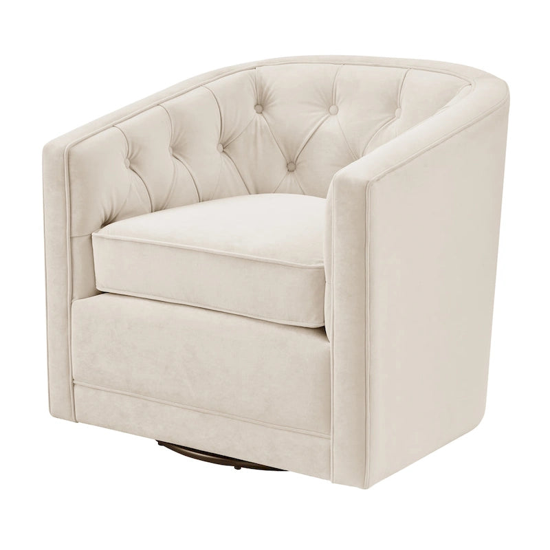 Fauteuil tonneau pivotant en tissu