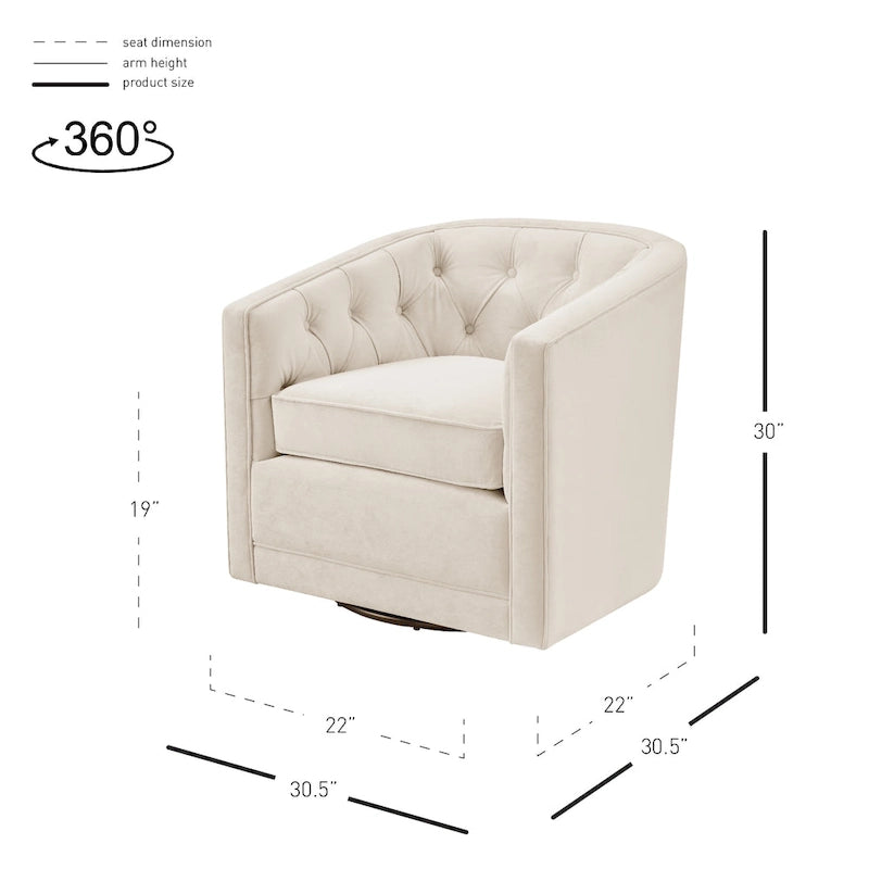 Fauteuil tonneau pivotant en tissu