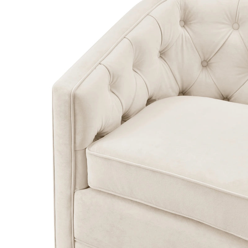 Fauteuil tonneau pivotant en tissu