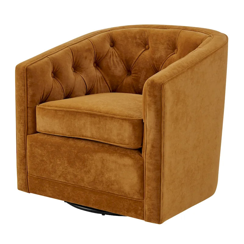 Fauteuil tonneau pivotant en tissu