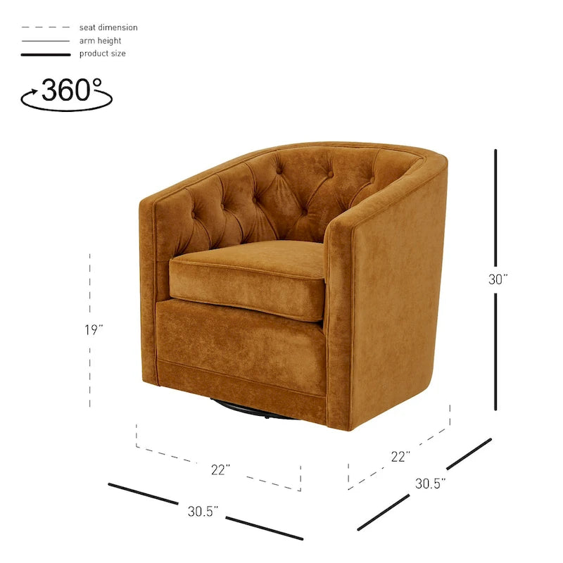Fauteuil tonneau pivotant en tissu