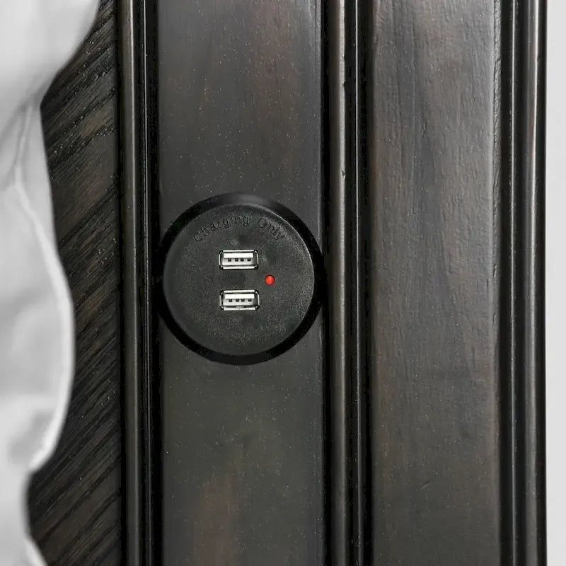 Lit plateforme rustique Espresso à 2 tiroirs avec port USB