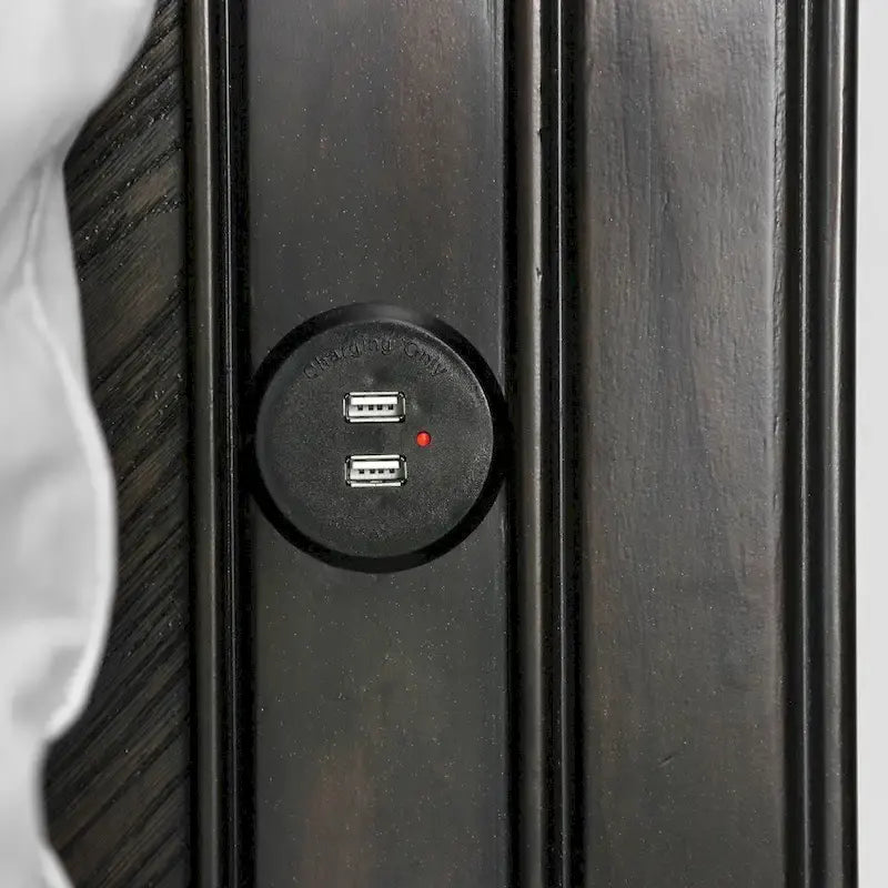 Lit plateforme rustique Espresso à 2 tiroirs avec port USB