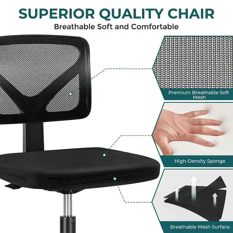 Chaise de bureau sans accoudoirs avec dossier