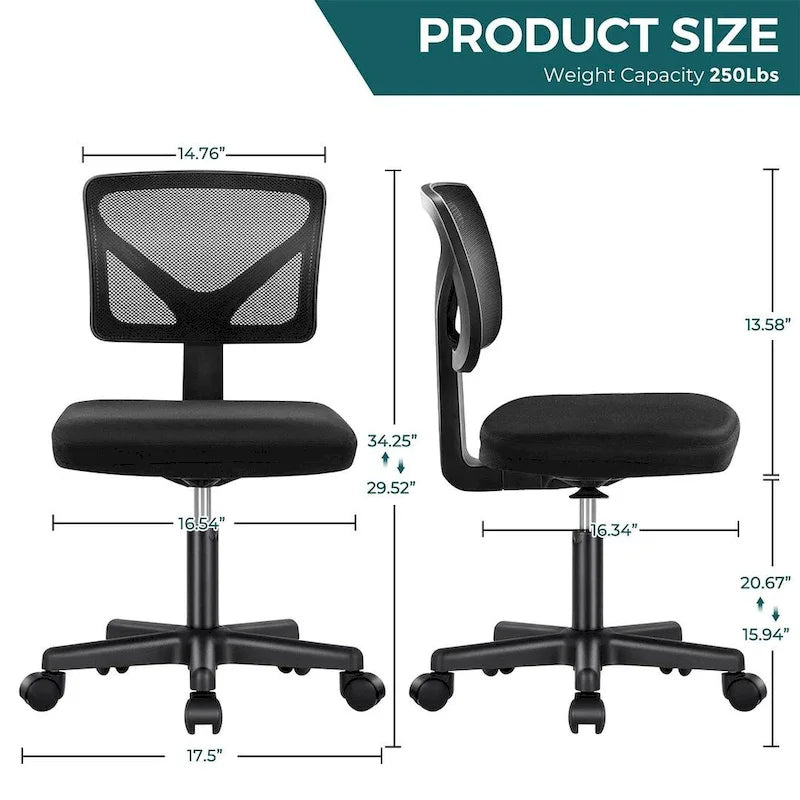 Chaise de bureau sans accoudoirs avec dossier