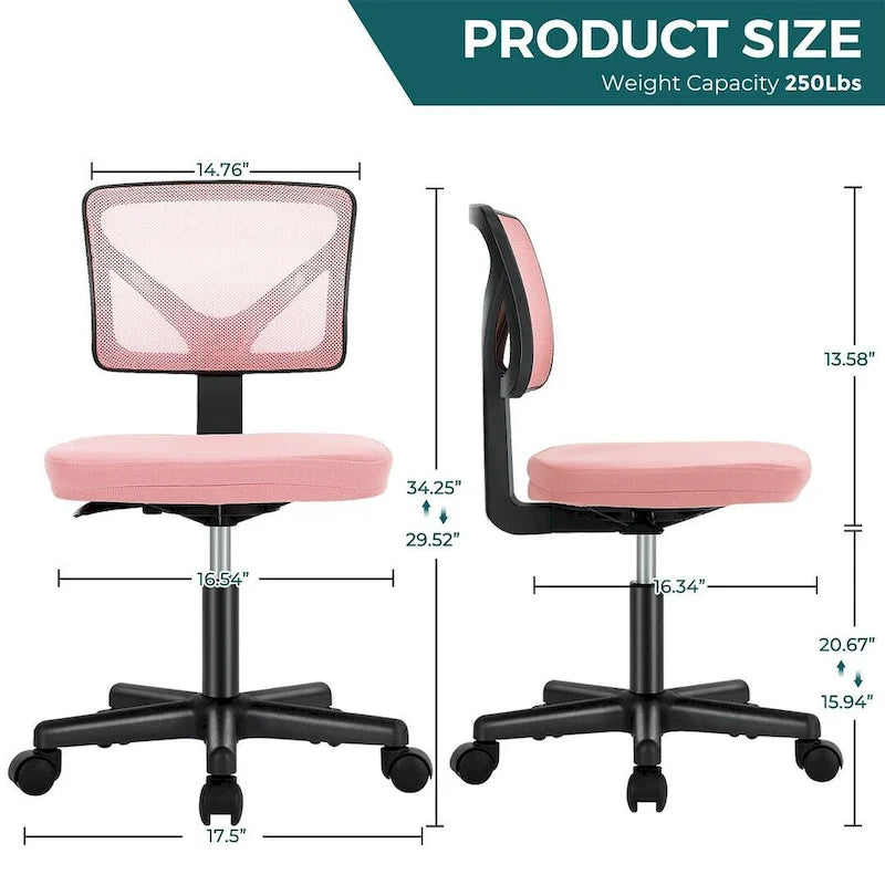 Chaise de bureau sans accoudoirs avec dossier
