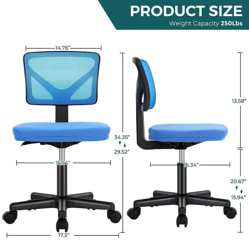 Chaise de bureau sans accoudoirs avec dossier