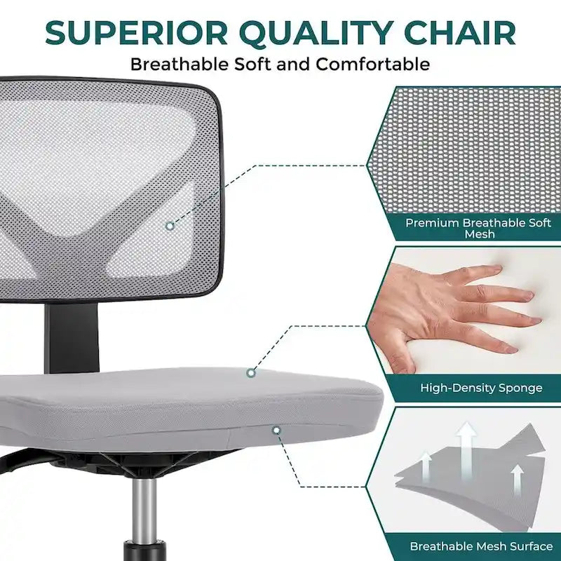 Chaise de bureau sans accoudoirs avec dossier