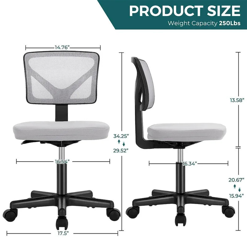 Chaise de bureau sans accoudoirs avec dossier
