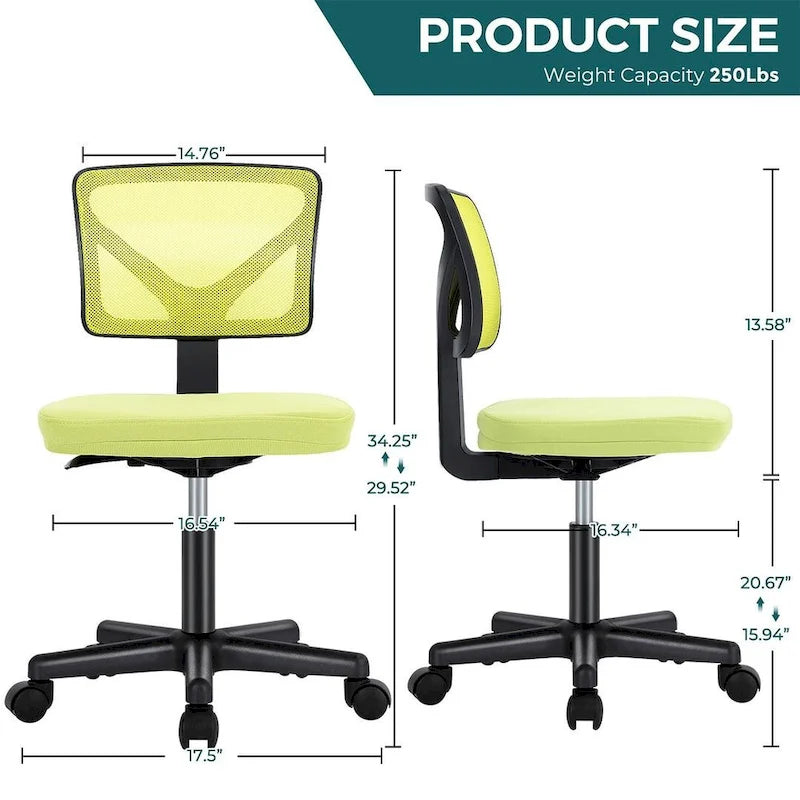 Chaise de bureau sans accoudoirs avec dossier