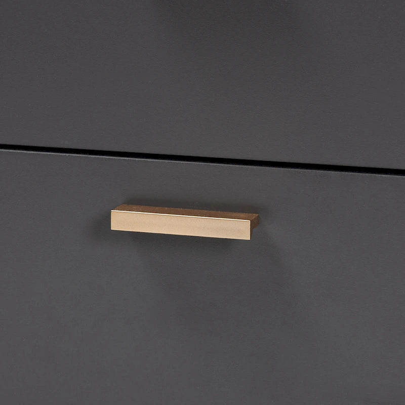 Table de chevet moderne en bois gris foncé et doré à 2 tiroirs