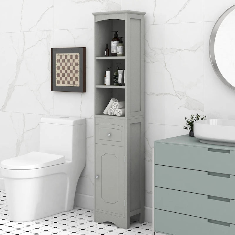 Meuble de rangement haut de salle de bain de 168 cm avec tiroir et étagères réglables