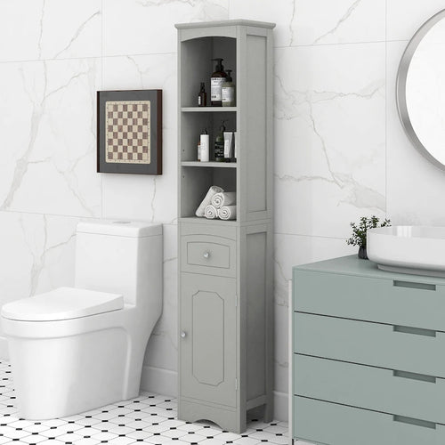 Meuble de rangement haut de salle de bain de 168 cm avec tiroir et étagères réglables