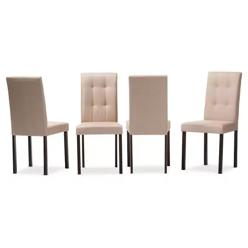 5pc Andrew Modern and Contemporary Fabric Upholstered Grid Tufting Dining Set - Baxton Studio