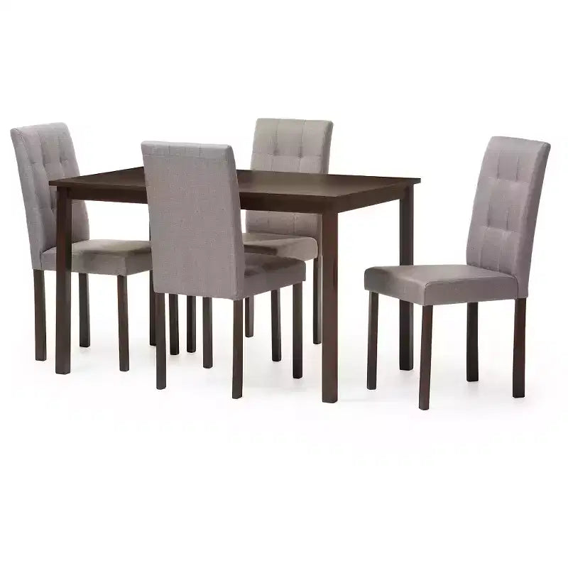 Ensemble de salle à manger 5 pièces Baxton Studio, tissu moderne et contemporain avec capitonnage à carreaux
