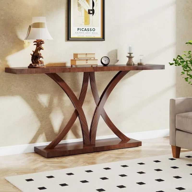 63 Farmhouse Console Table, Sofa Table Wood Entryway Table Accent Table