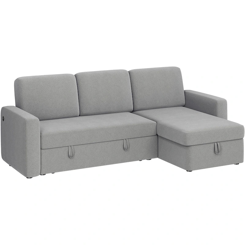 Canapé d'angle réversible avec lit gigogne et rangement - 83x 57.5x33