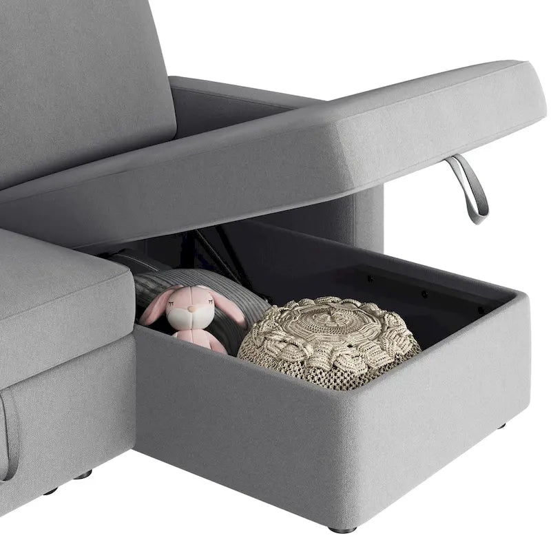 Canapé d'angle réversible avec lit gigogne et rangement - 83x 57.5x33
