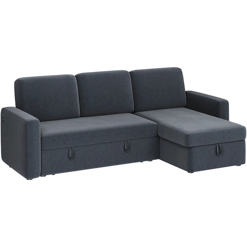 Canapé d'angle réversible avec lit gigogne et rangement - 83x 57.5x33