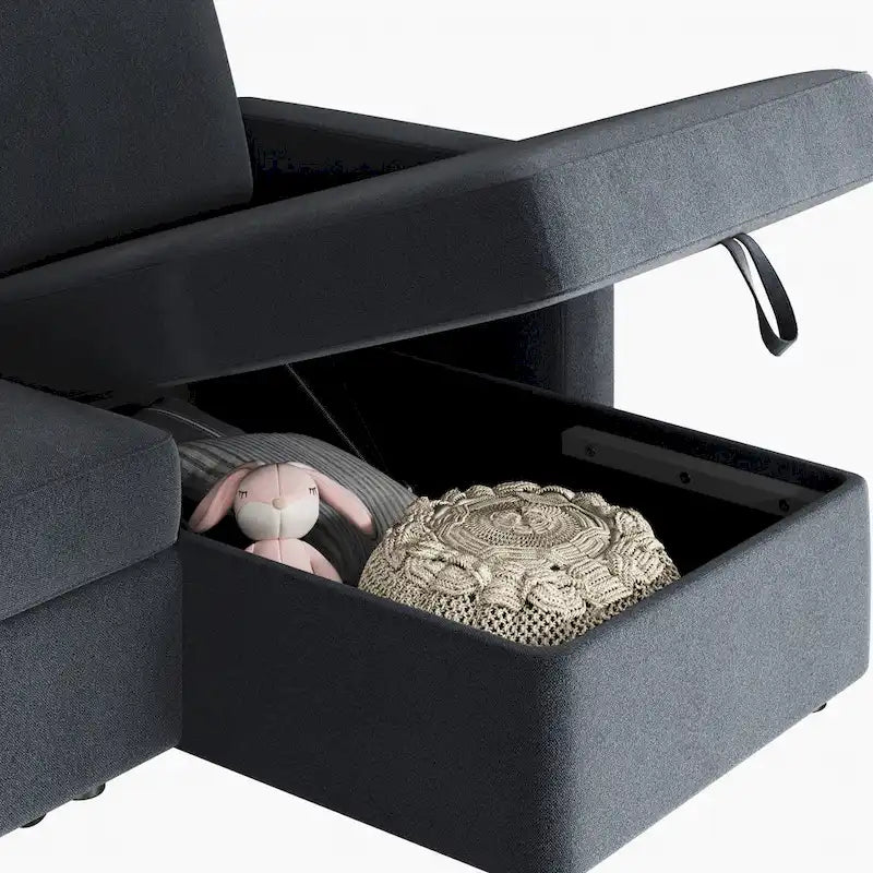 Canapé d'angle réversible avec lit gigogne et rangement - 83x 57.5x33