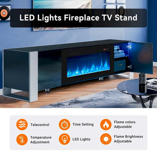 Meuble TV moderne de 70 po avec foyer de 36 po
