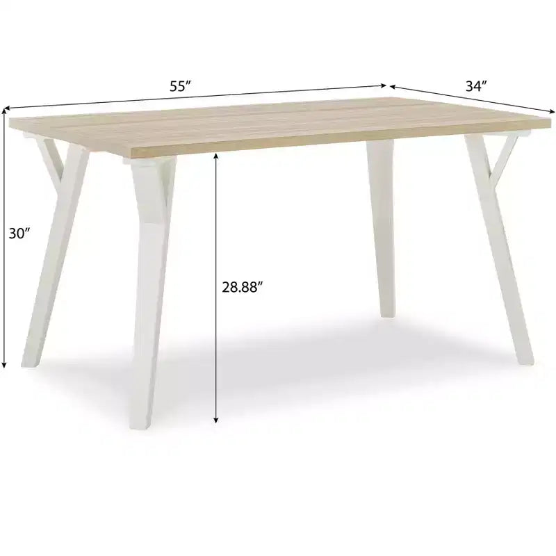Alwynn White and Natural Wood 5-piece Dining Set, Dining Table with 4 Windsor Chairs