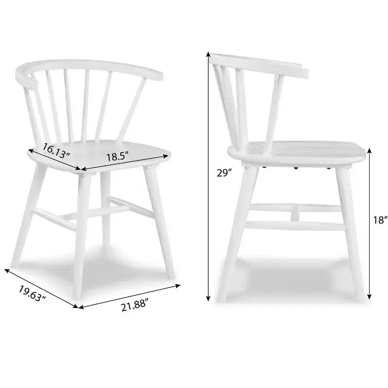 Alwynn White and Natural Wood 5-piece Dining Set, Dining Table with 4 Windsor Chairs