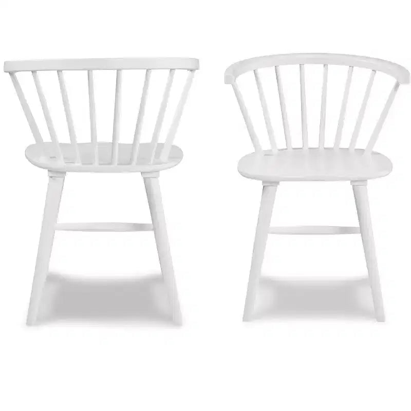 Alwynn White and Natural Wood 5-piece Dining Set, Dining Table with 4 Windsor Chairs