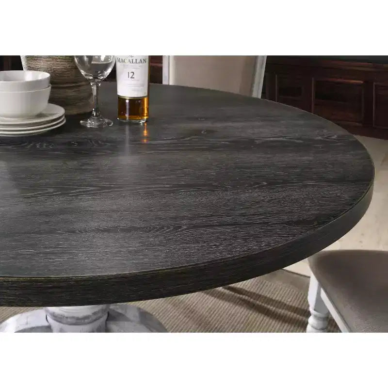 Roundhill Furniture Iris Wood Dining Set, Weathered White, 5-Piece