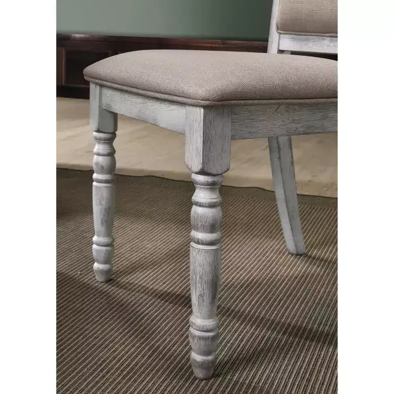 Roundhill Furniture Iris Wood Dining Set, Weathered White, 5-Piece