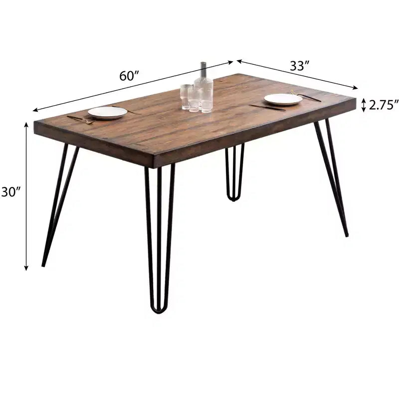Ashzo 6-Piece Dining Set, Hairpin Dining Table with 4 Chairs and Bench, 3 Color Options