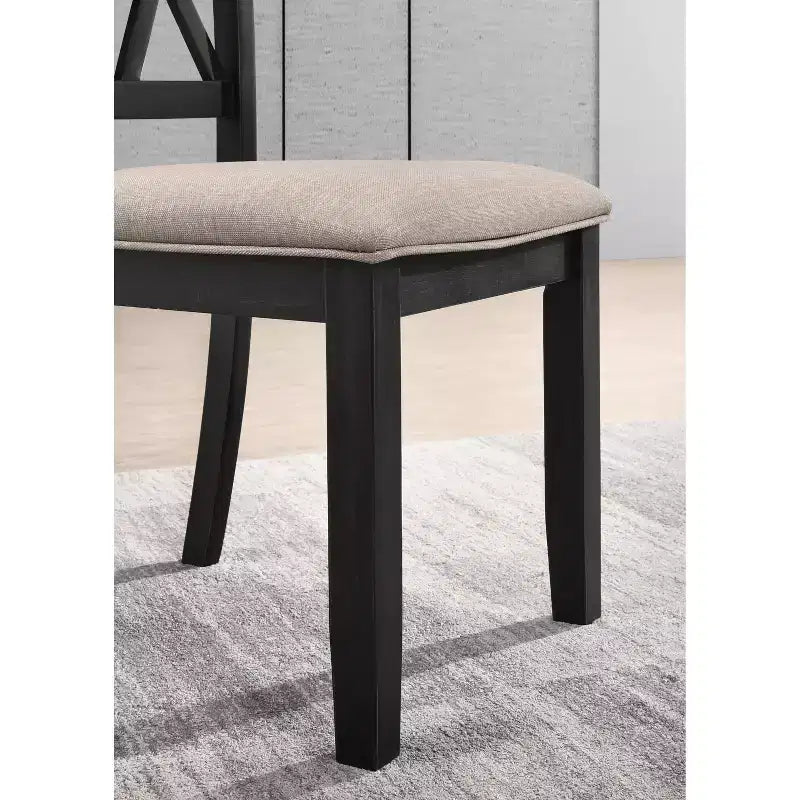 Arroyo 7-Piece Dining Set, Hairpin Dining Table with 6 Cross-back Chairs, Rich Black