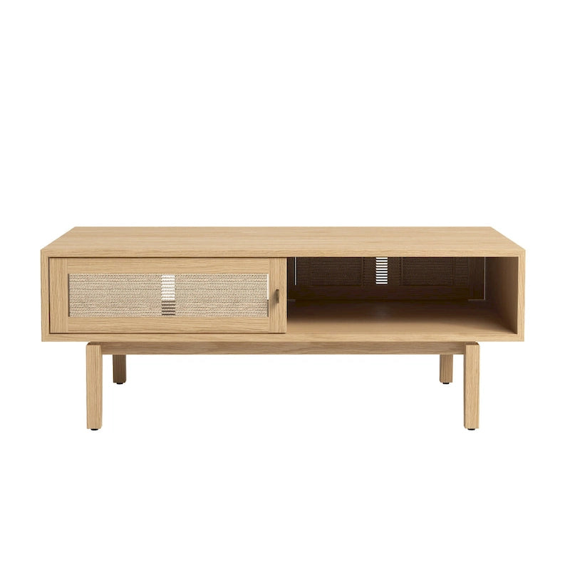 Table basse en chêne avec rangement pour salon