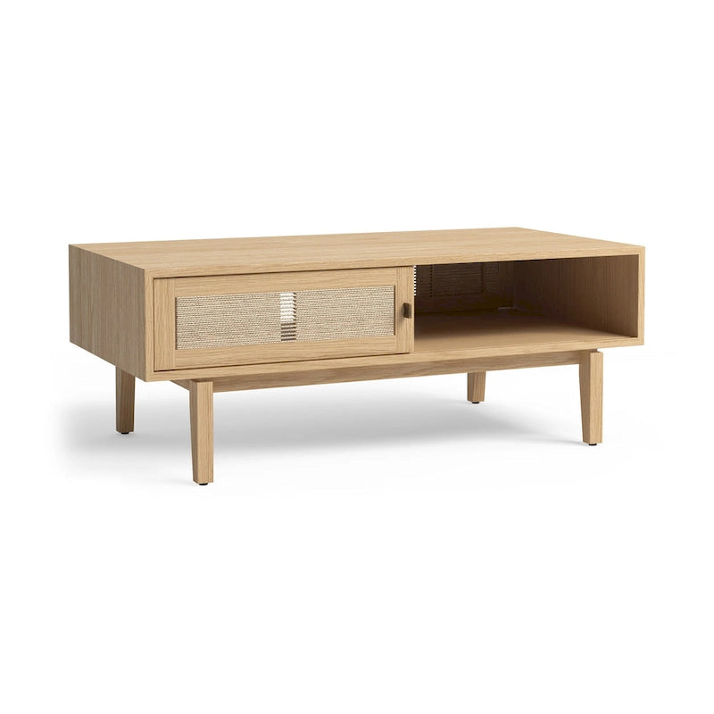 Table basse en chêne avec rangement pour salon