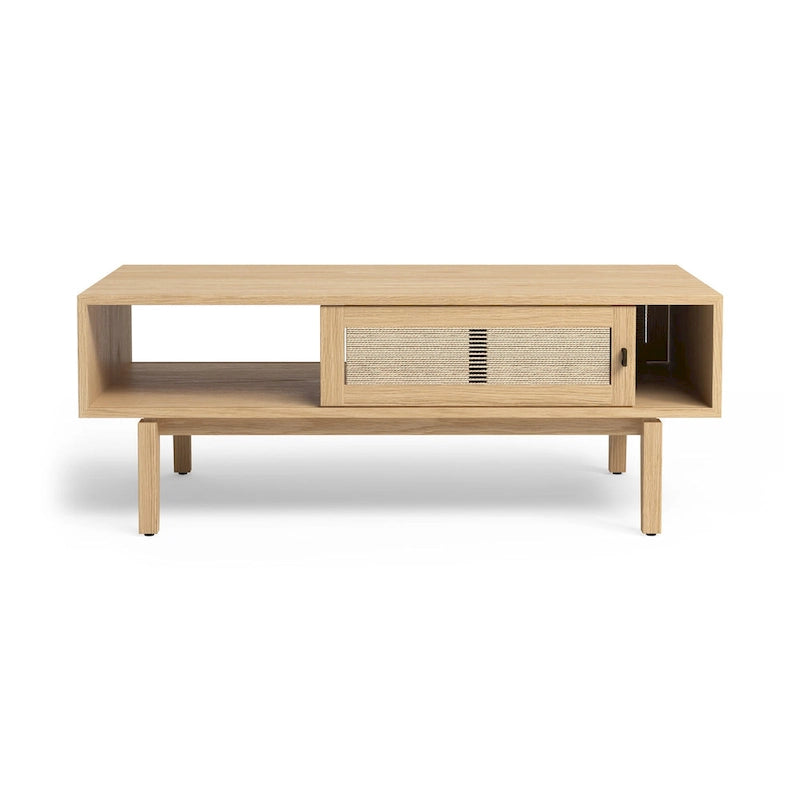 Table basse en chêne avec rangement pour salon