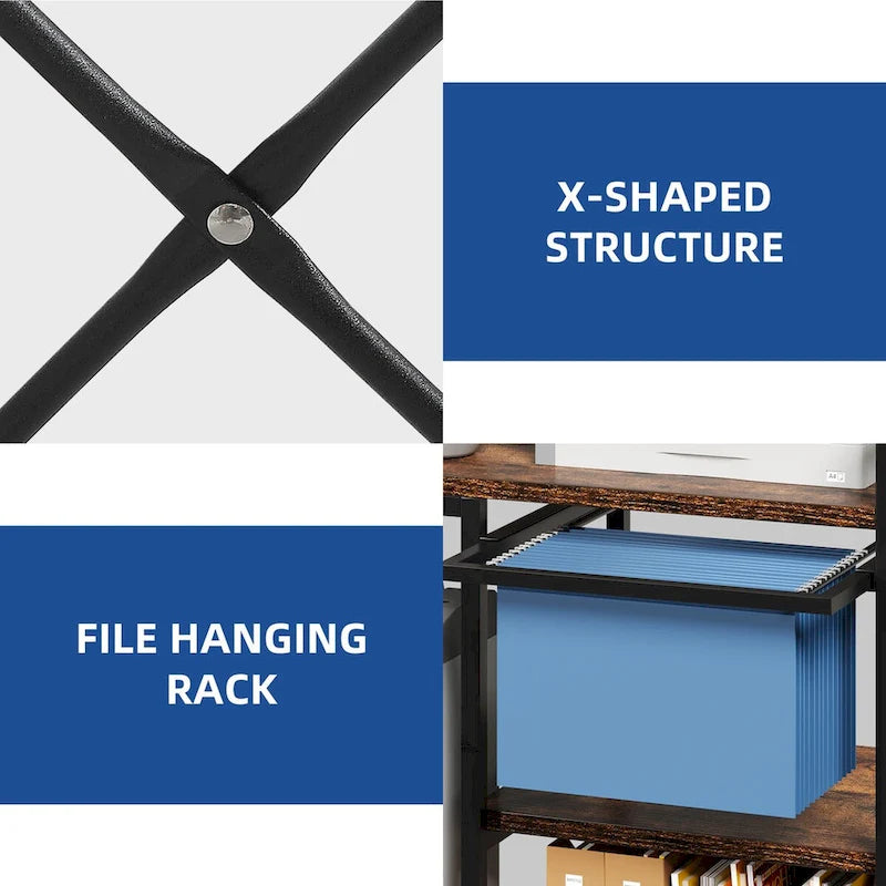 Support d'imprimante à 3 étagères avec rangement, Chariot de machine d'imprimante roulant avec roulettes