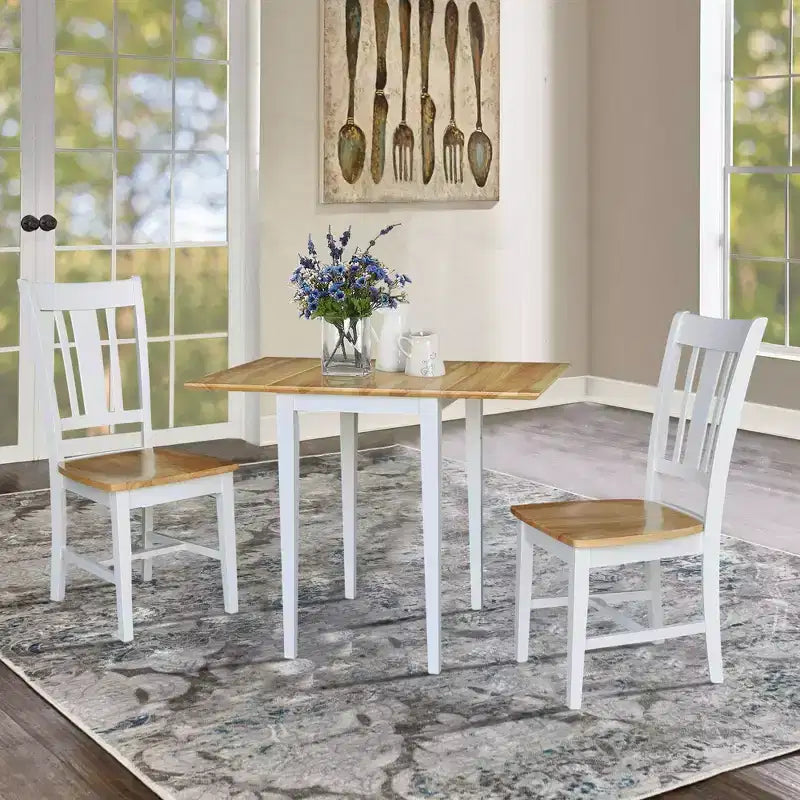 International Concepts Small Dual Drop Leaf Dining Table with 2 San Remo Splat