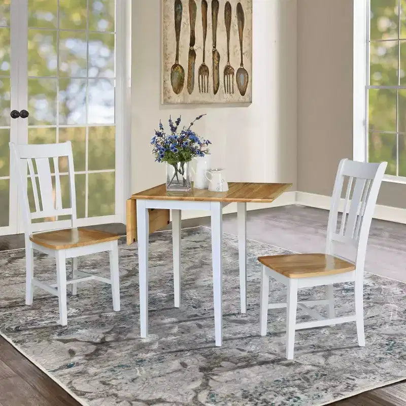 International Concepts Small Dual Drop Leaf Dining Table with 2 San Remo Splat