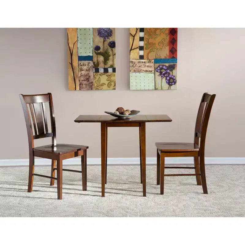 International Concepts Small Dual Drop Leaf Dining Table with 2 San Remo Splat