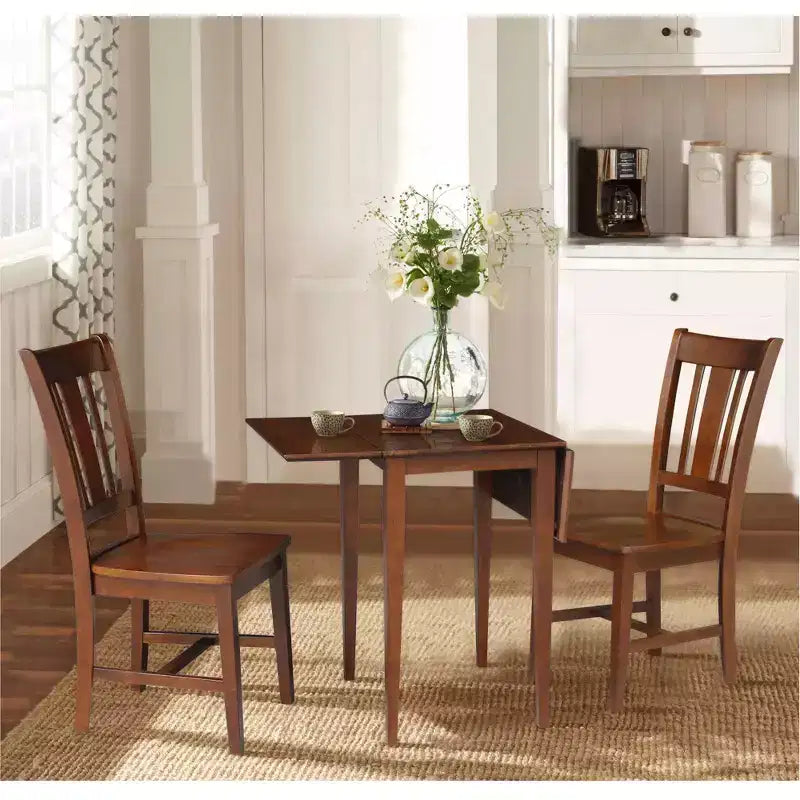 International Concepts Small Dual Drop Leaf Dining Table with 2 San Remo Splat
