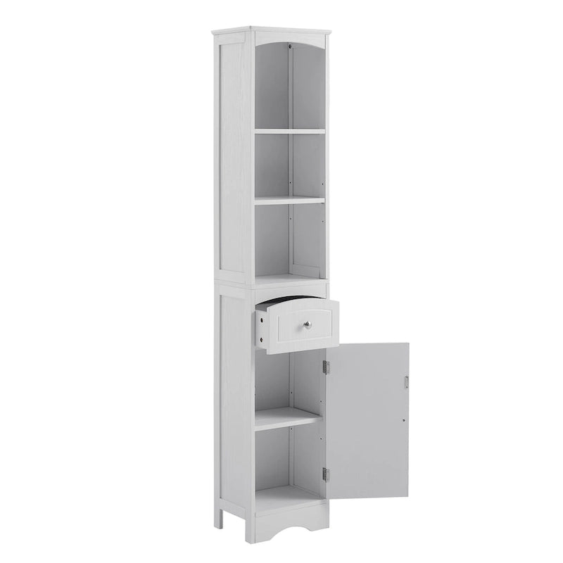 Meuble Colonne de Salle de Bain, Meuble de Rangement sur Pied avec Tiroir et Étagère Réglable