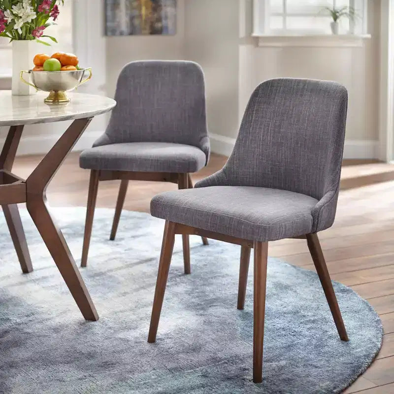 Buylateral 5pc Saville Mid Century Modern Faux Marble Round Dining Set Faux Marble Top, Chairs, Seats 4