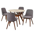 Buylateral 5pc Saville Mid Century Modern Faux Marble Round Dining Set Faux Marble Top, Chairs, Seats 4