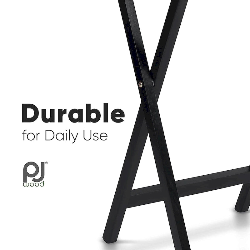 Plateaux de table pliables pour télévision avec support de rangement compact, Noir, Ensemble de 2 pièces - 18.44