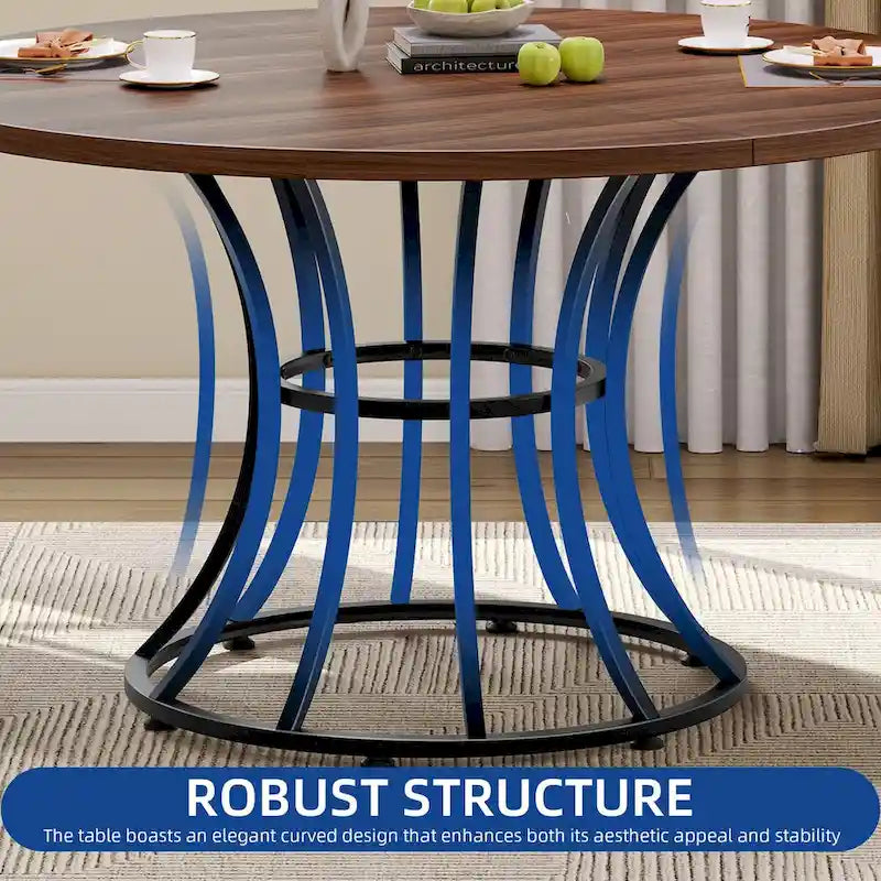 Table à manger ronde moderne en faux marbre de 114 cm pour 4 à 6 personnes