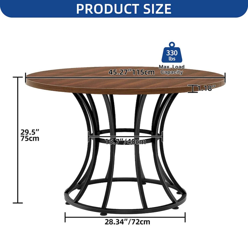 Table à manger ronde moderne en faux marbre de 114 cm pour 4 à 6 personnes